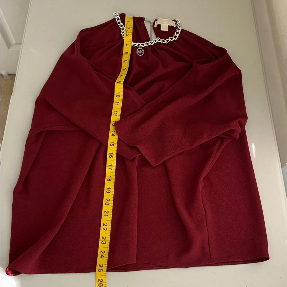 MICHAEL Michael Kors Burgundy Cold-Shoulder Halter Blouse - Picture 8 of 14